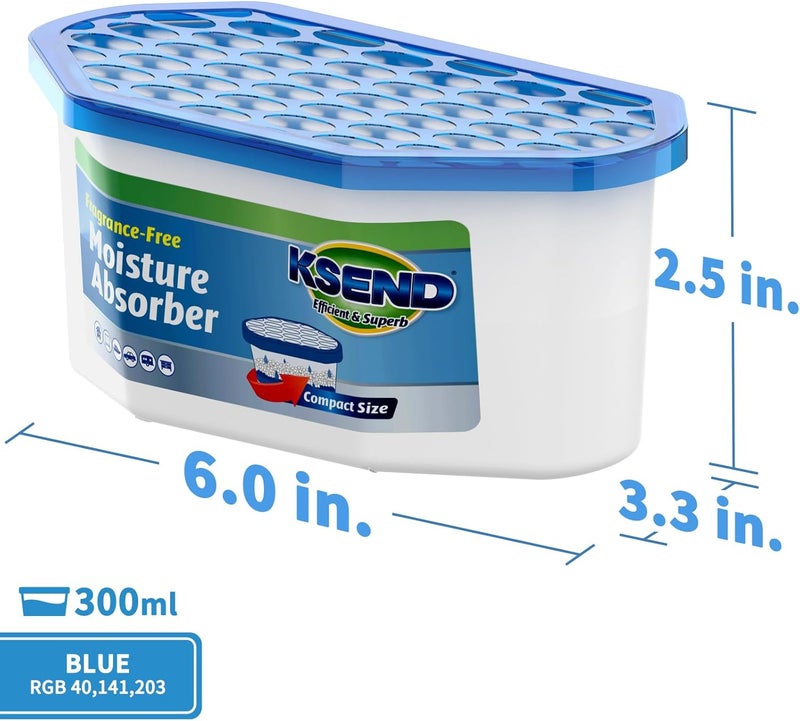 Ksend Moisture Absorbers, 12 Pack, Compact Dehumidifier for Closet, Efficient Humidity Absorber Boxes, Moisture Absorber for Closet, Odor Eliminator with Fragrance Free, Blue, 6.4oz, 300ml - Image 2